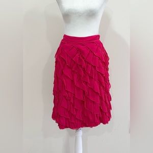 Anthropologie Odille Hot Pink Ruffle‎ Skirt Size 12